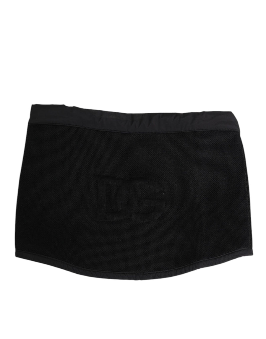 Dolce & Gabbana Black Lace Stole Knitted DG Logo Men One Size Scarf