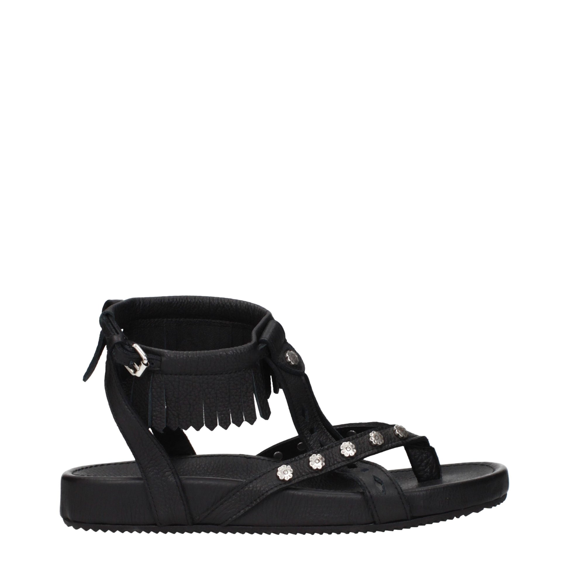 Isabel Marant Black Leather Flat Sandals