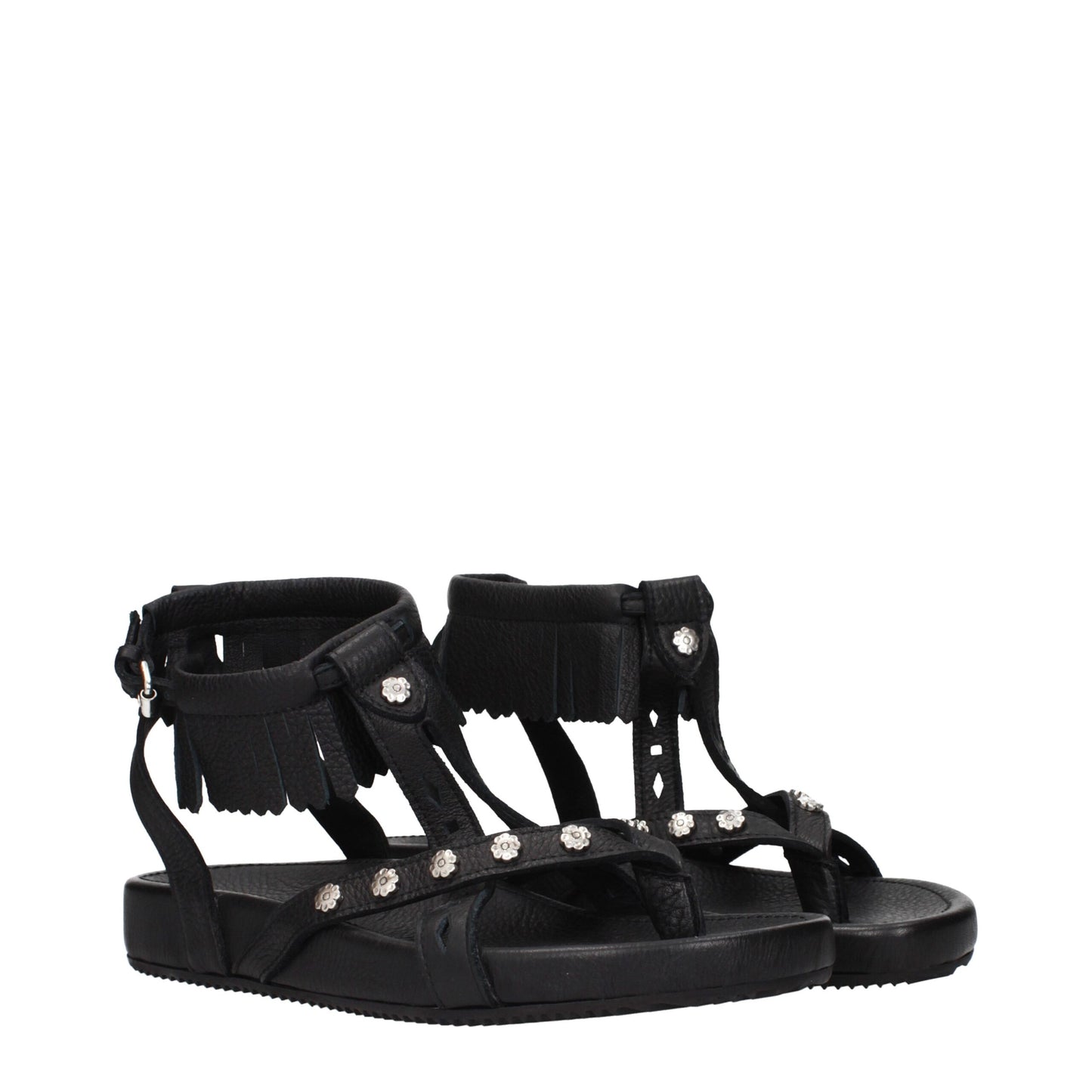 Isabel Marant Black Leather Flat Sandals