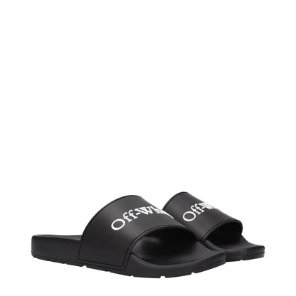 Off-White Black Cotton Slippers