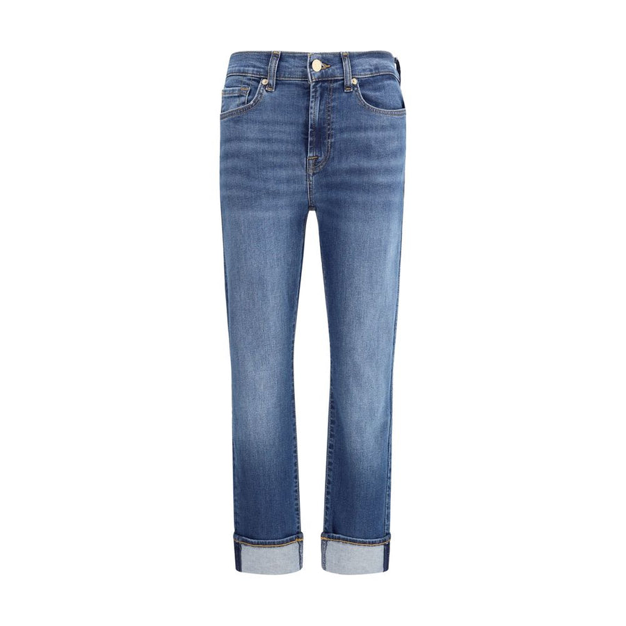 7FOR Blue Cotton Relaxed Fit Jeans