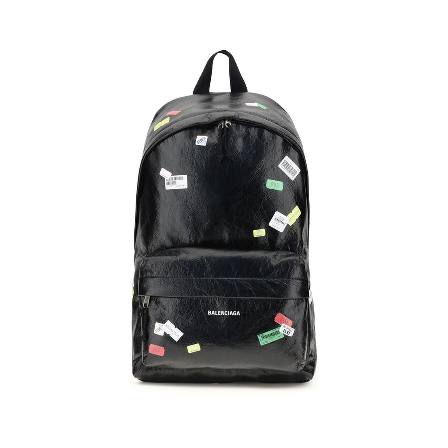 Balenciaga Explorer Rucksack mit aufgedruckten Aufklebern