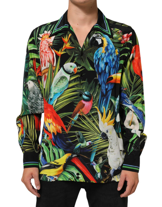 Dolce &amp; Gabbana – Mehrfarbiges Freizeithemd mit Papageien-Print