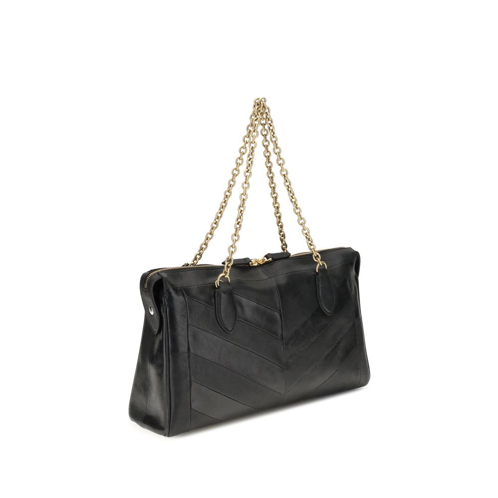 Valentino Garavani Black Calf Leather Bos Taurus Shoulder Bag