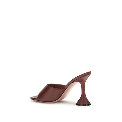 Amina Muaddi Brown Calf Leather Bos Taurus Stiletto Heel Sandals