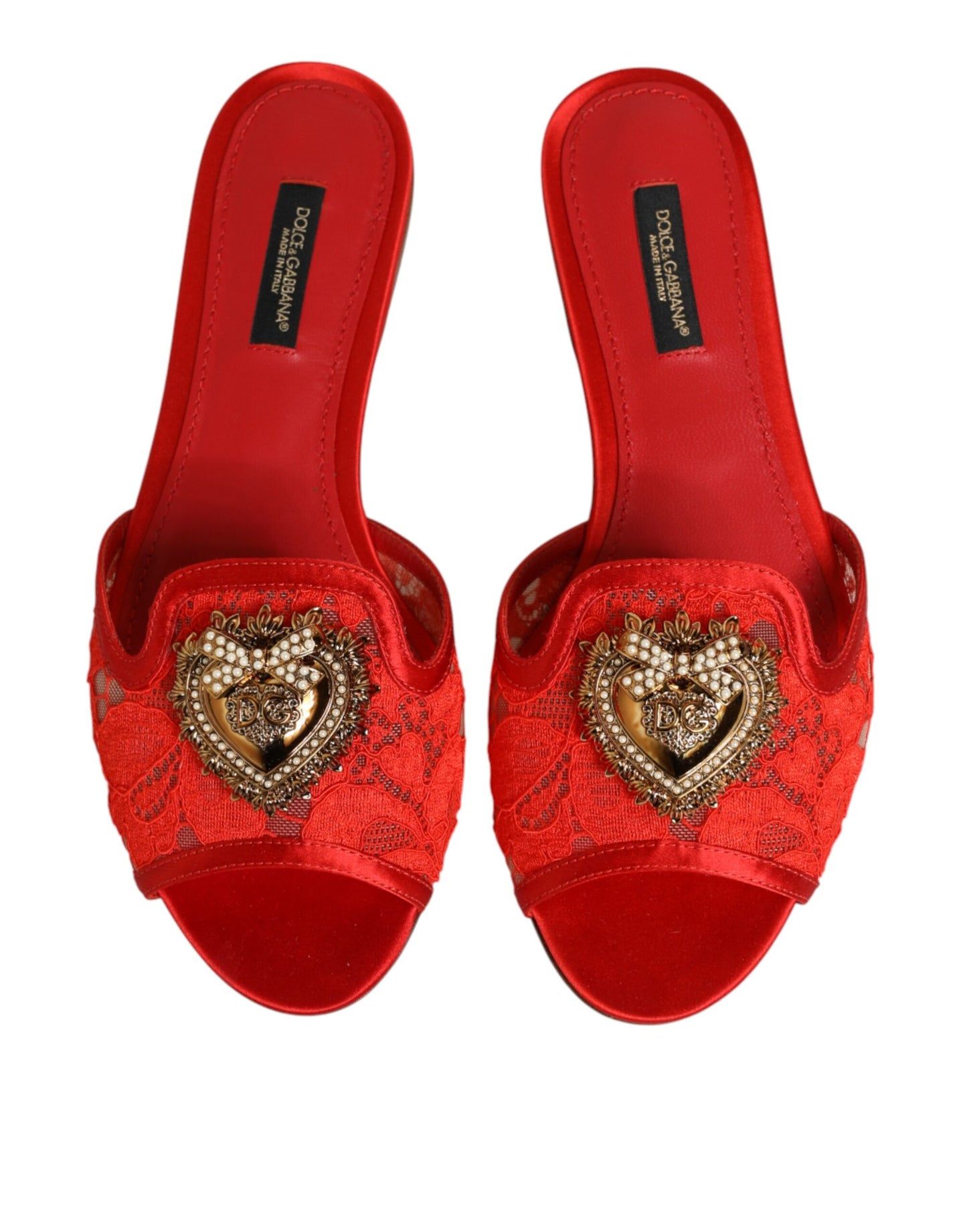 Dolce &amp; Gabbana – Rote Devotion-Sandalen mit Spitze