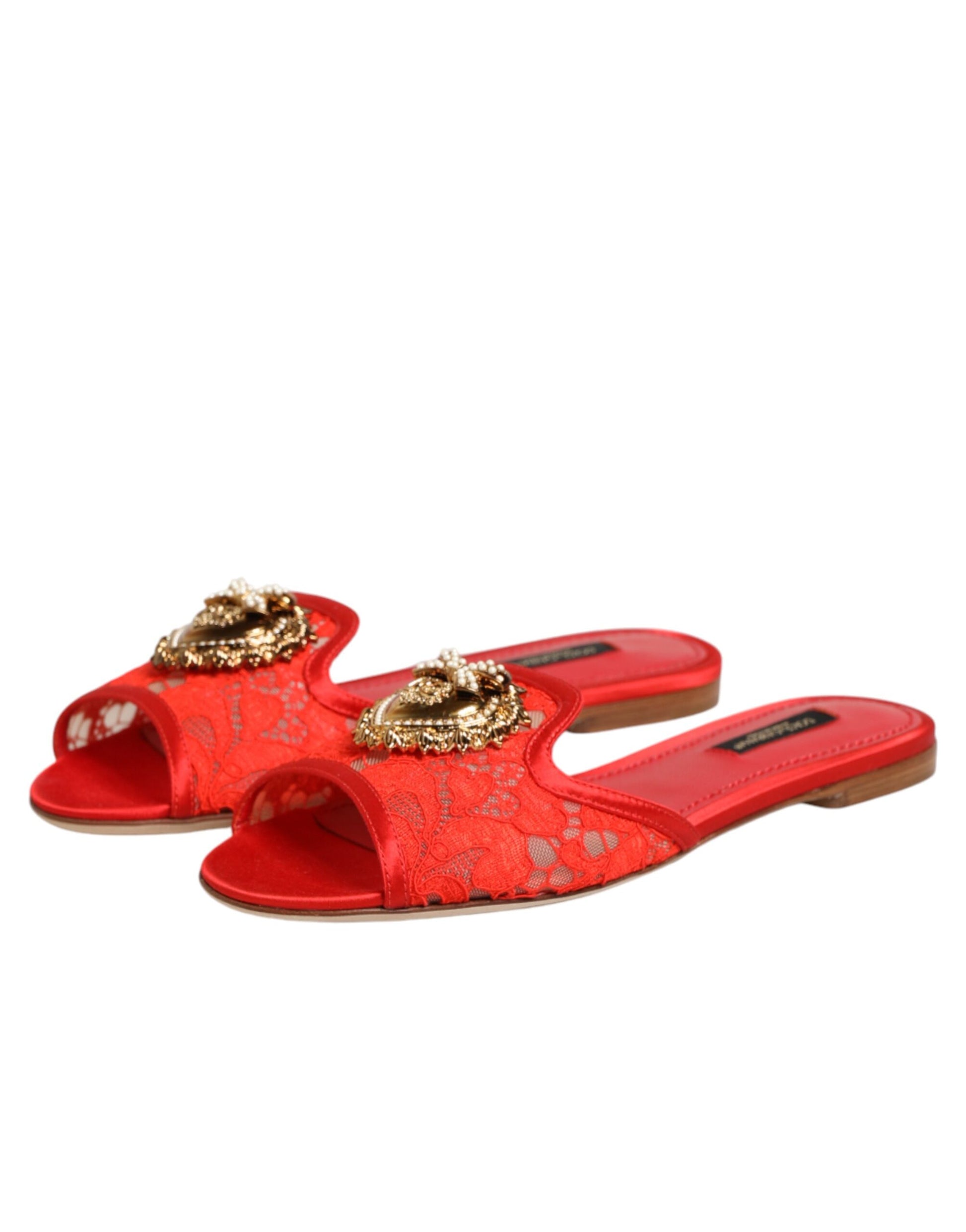 Dolce &amp; Gabbana – Rote Devotion-Sandalen mit Spitze
