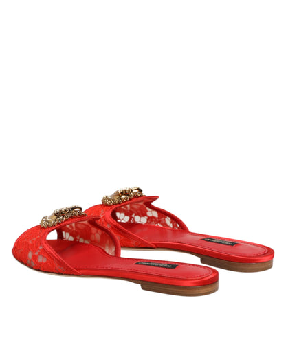 Dolce &amp; Gabbana – Rote Devotion-Sandalen mit Spitze