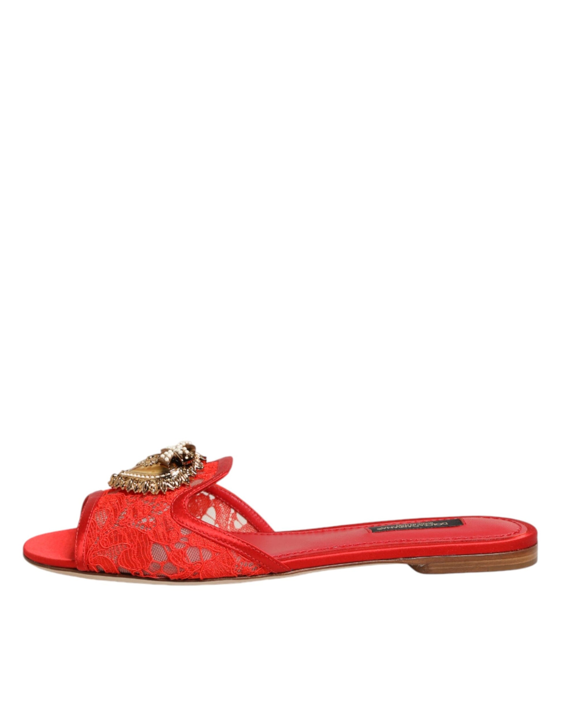 Dolce &amp; Gabbana – Rote Devotion-Sandalen mit Spitze
