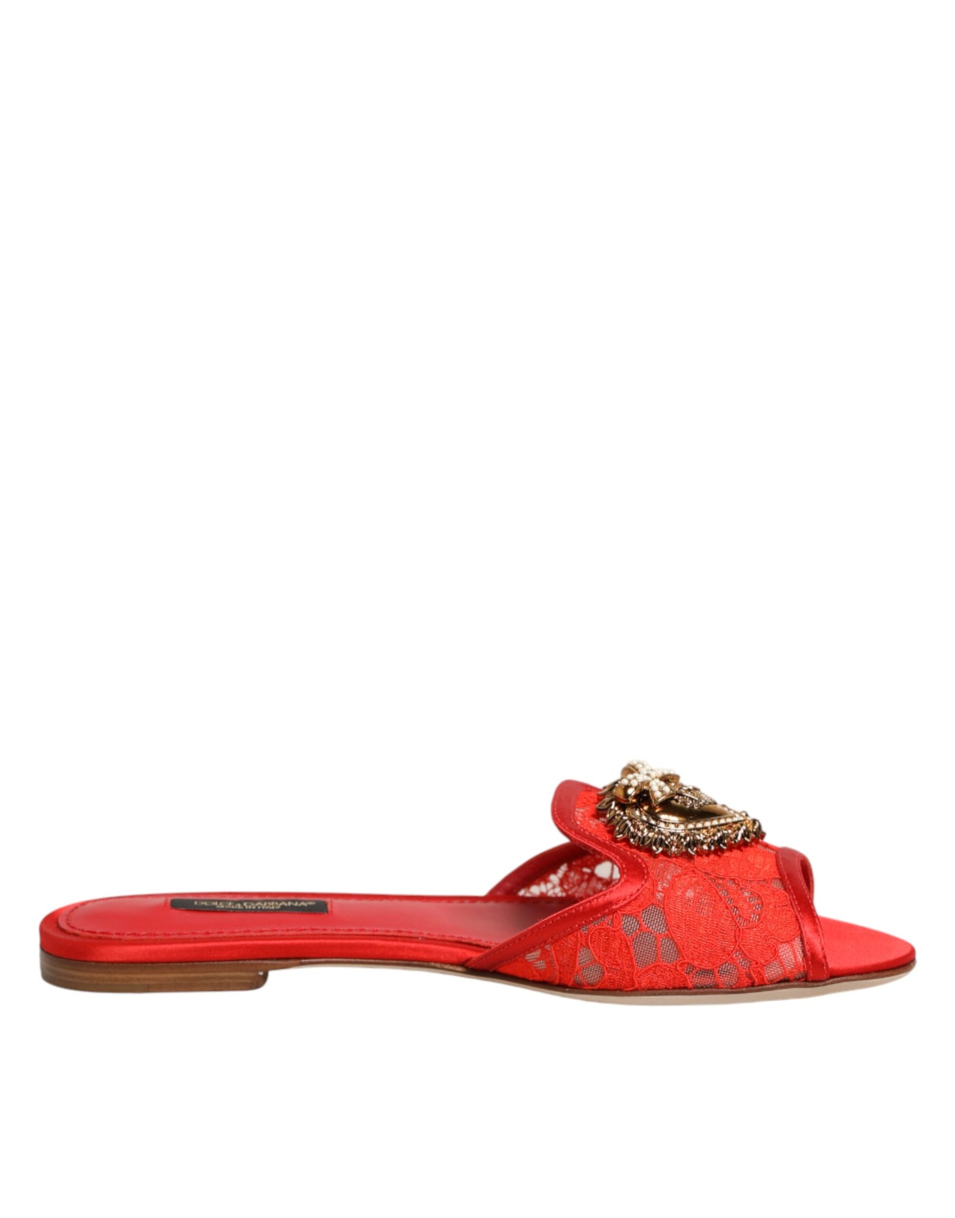 Dolce &amp; Gabbana – Rote Devotion-Sandalen mit Spitze