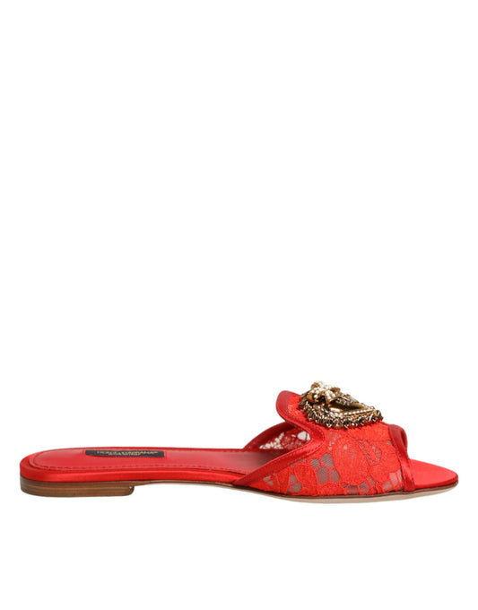 Dolce &amp; Gabbana – Rote Devotion-Sandalen mit Spitze