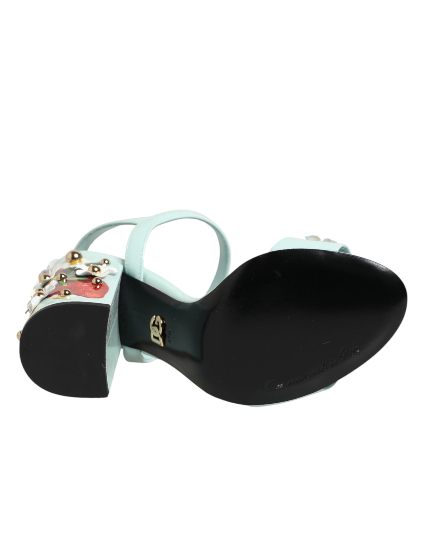 Dolce &amp; Gabbana Mintgrüne Blumennieten Heels Sandalen Schuhe