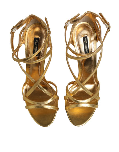 Dolce &amp; Gabbana Gold Leder Keira Heels Sandalen Schuhe