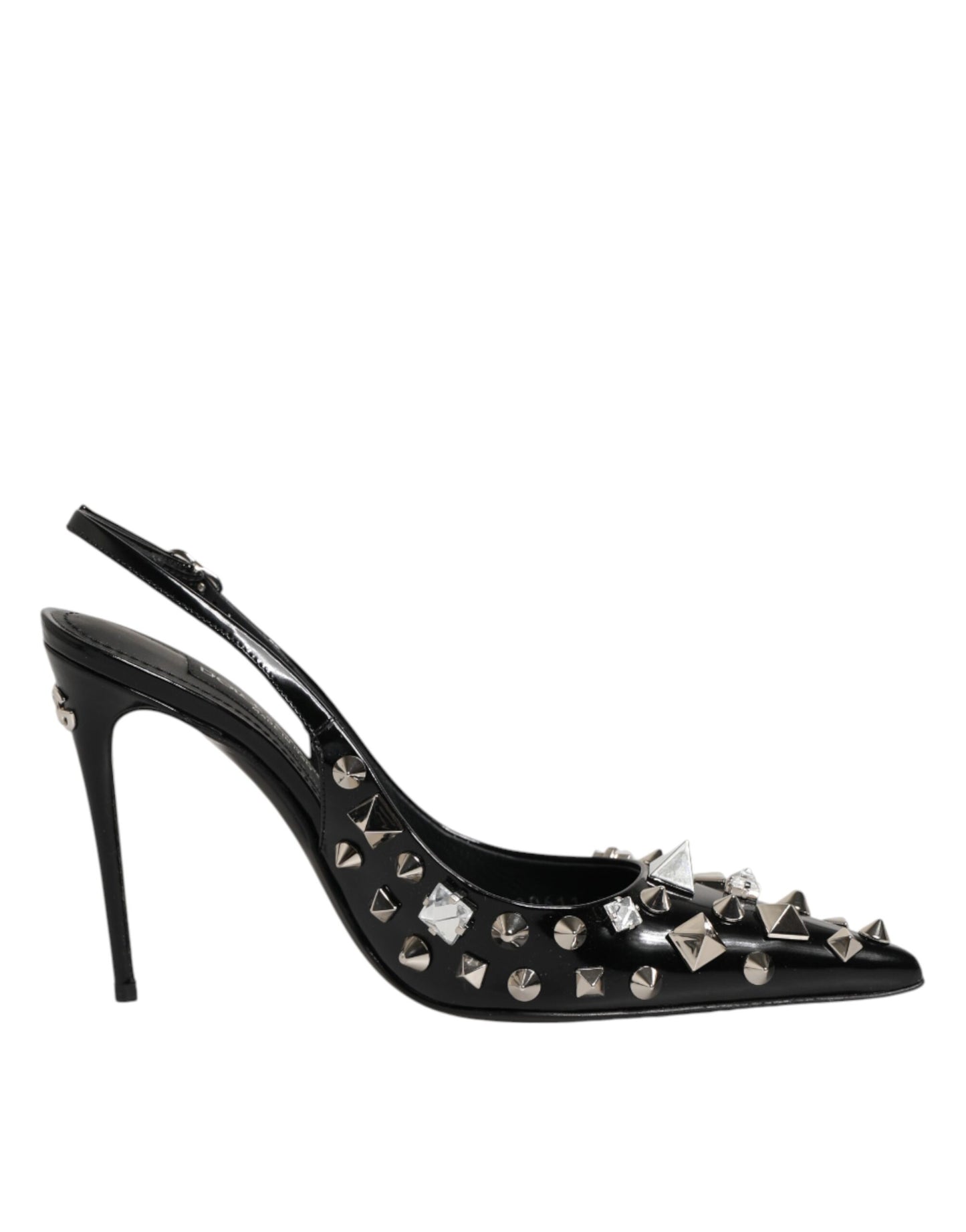 Dolce &amp; Gabbana – Schwarze Slingback-Schuhe aus Leder mit Nieten