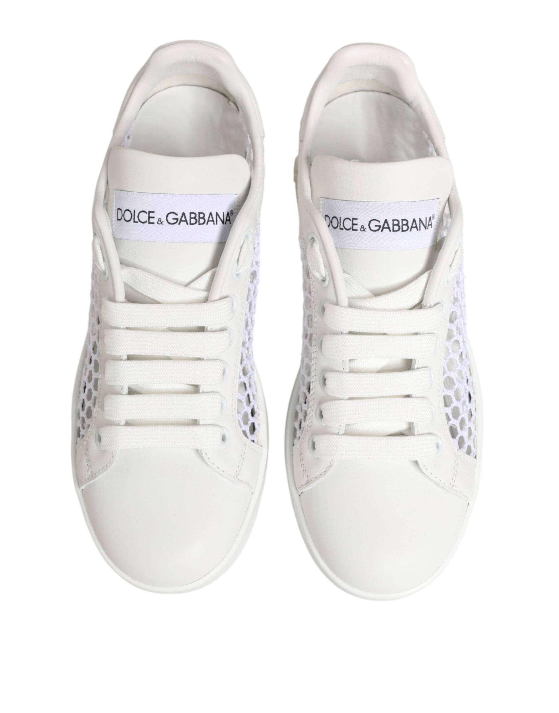 Dolce &amp; Gabbana – Weiße Sneakers mit Mesh-Einsätzen und niedrigem Schaft