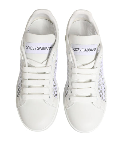 Dolce &amp; Gabbana – Weiße Sneakers mit Mesh-Einsätzen und niedrigem Schaft