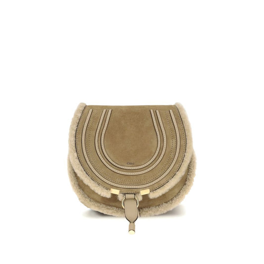 Chloé Small Saddle Marcie Schultertasche aus Wildleder und Lammfell