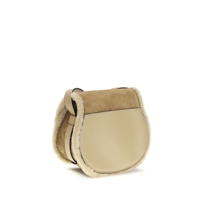 Chloé Small Saddle Marcie Schultertasche aus Wildleder und Lammfell