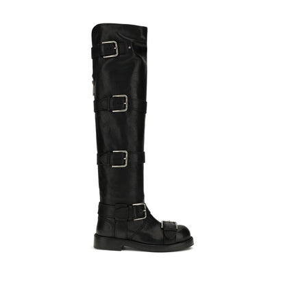 Dolce & Gabbana Black Calf Leather Bos Taurus Lace-Up Boots