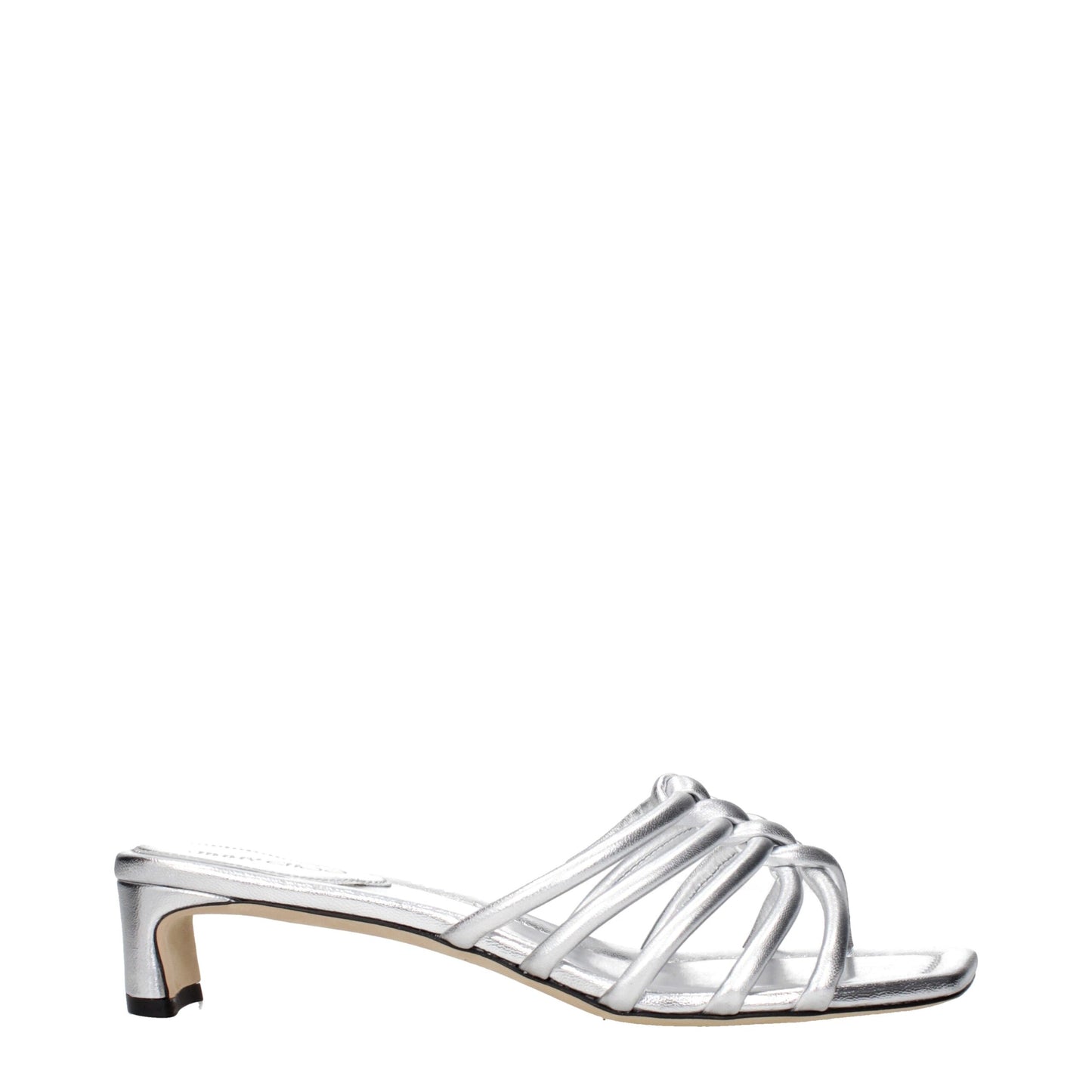 Jimmy Choo Flache Sandalen aus grauem Leder