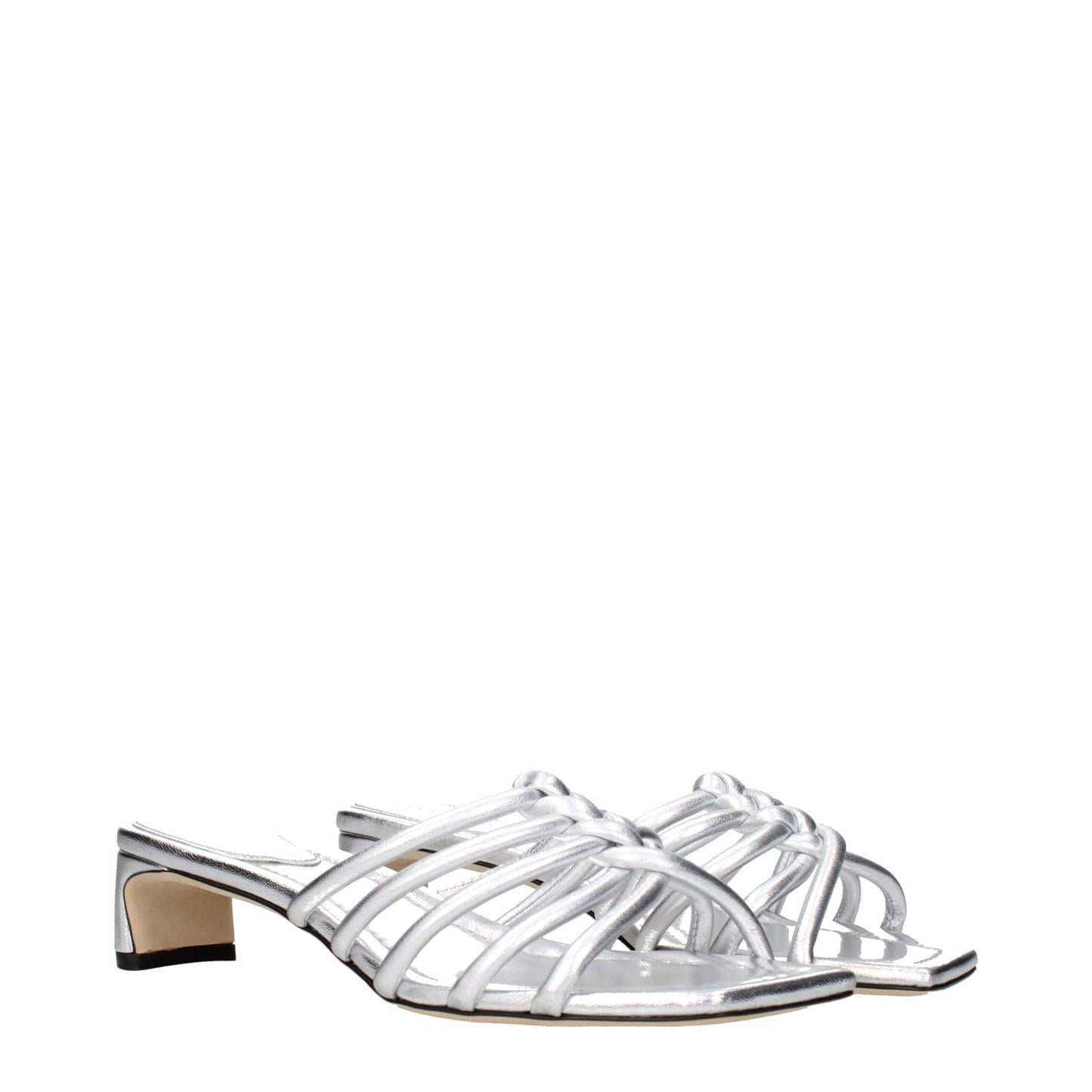 Jimmy Choo Flache Sandalen aus grauem Leder