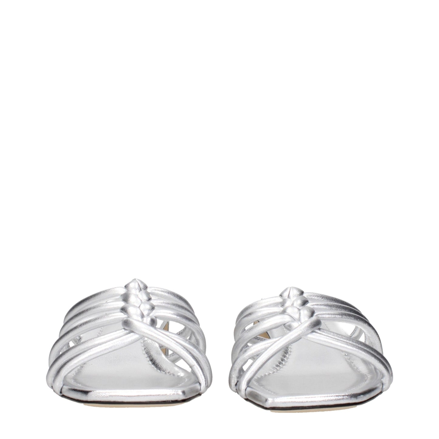 Jimmy Choo Flache Sandalen aus grauem Leder