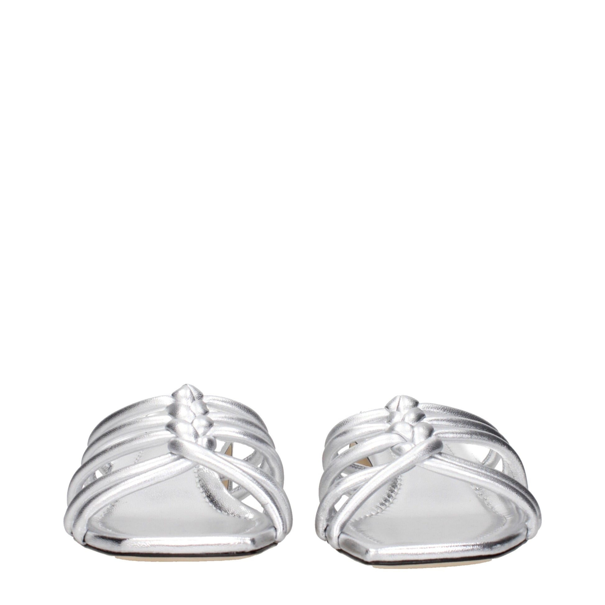 Jimmy Choo Flache Sandalen aus grauem Leder