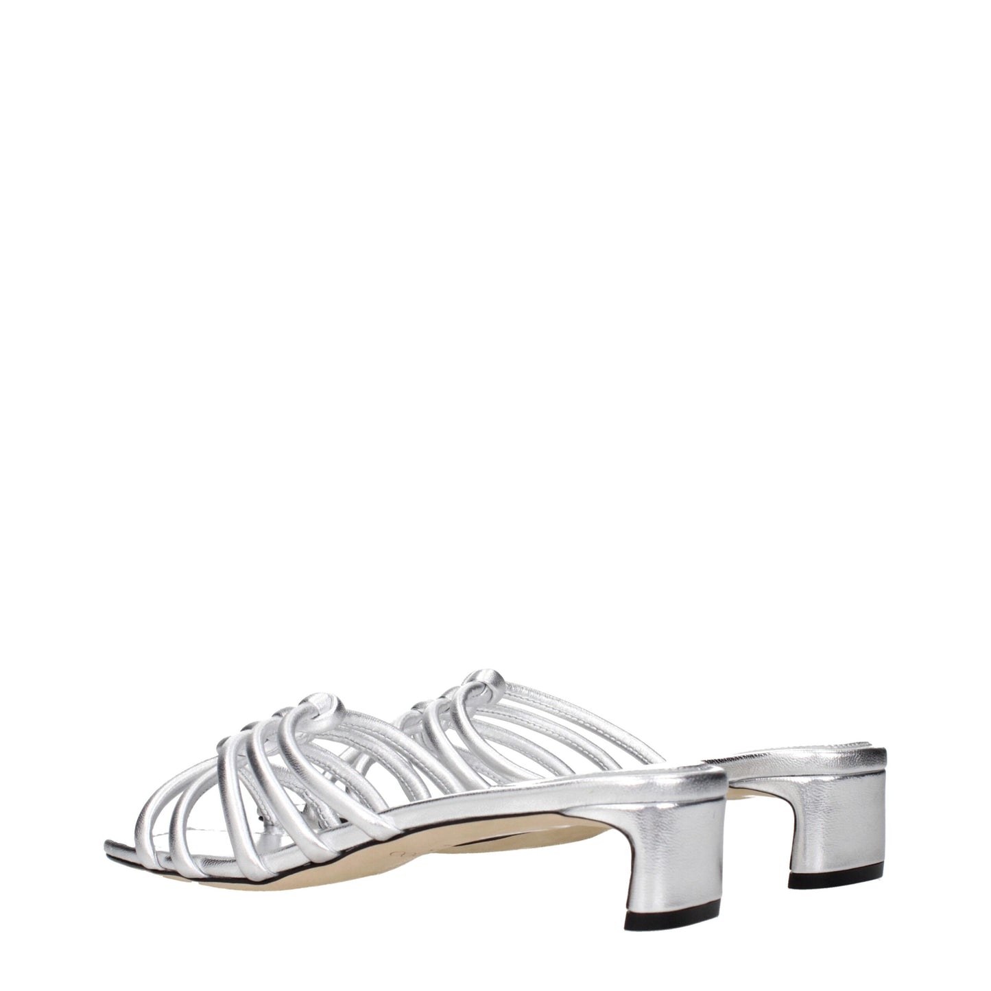 Jimmy Choo Flache Sandalen aus grauem Leder