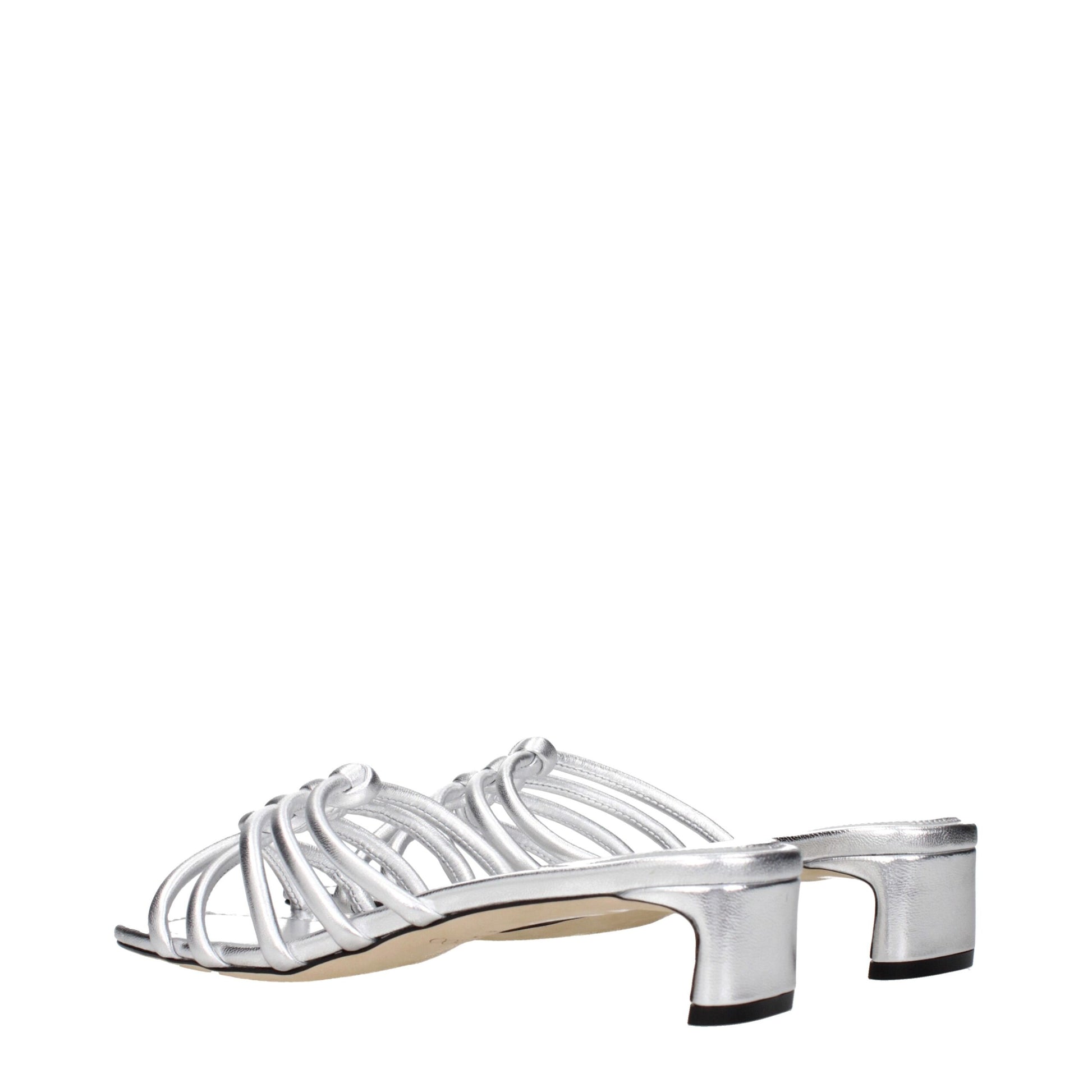 Jimmy Choo Flache Sandalen aus grauem Leder