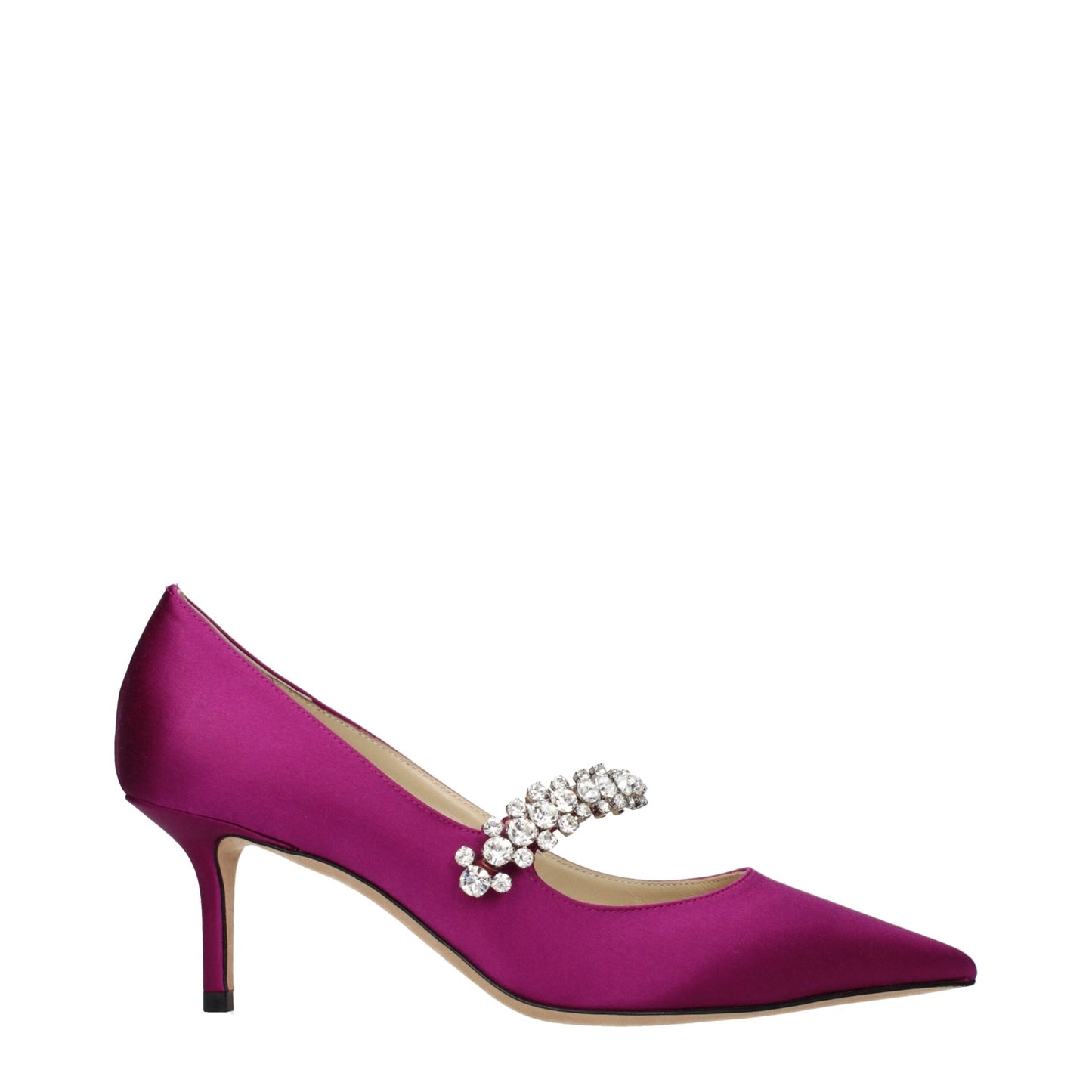 Jimmy Choo – Pumps aus rosa Satin mit mittelhohem Absatz