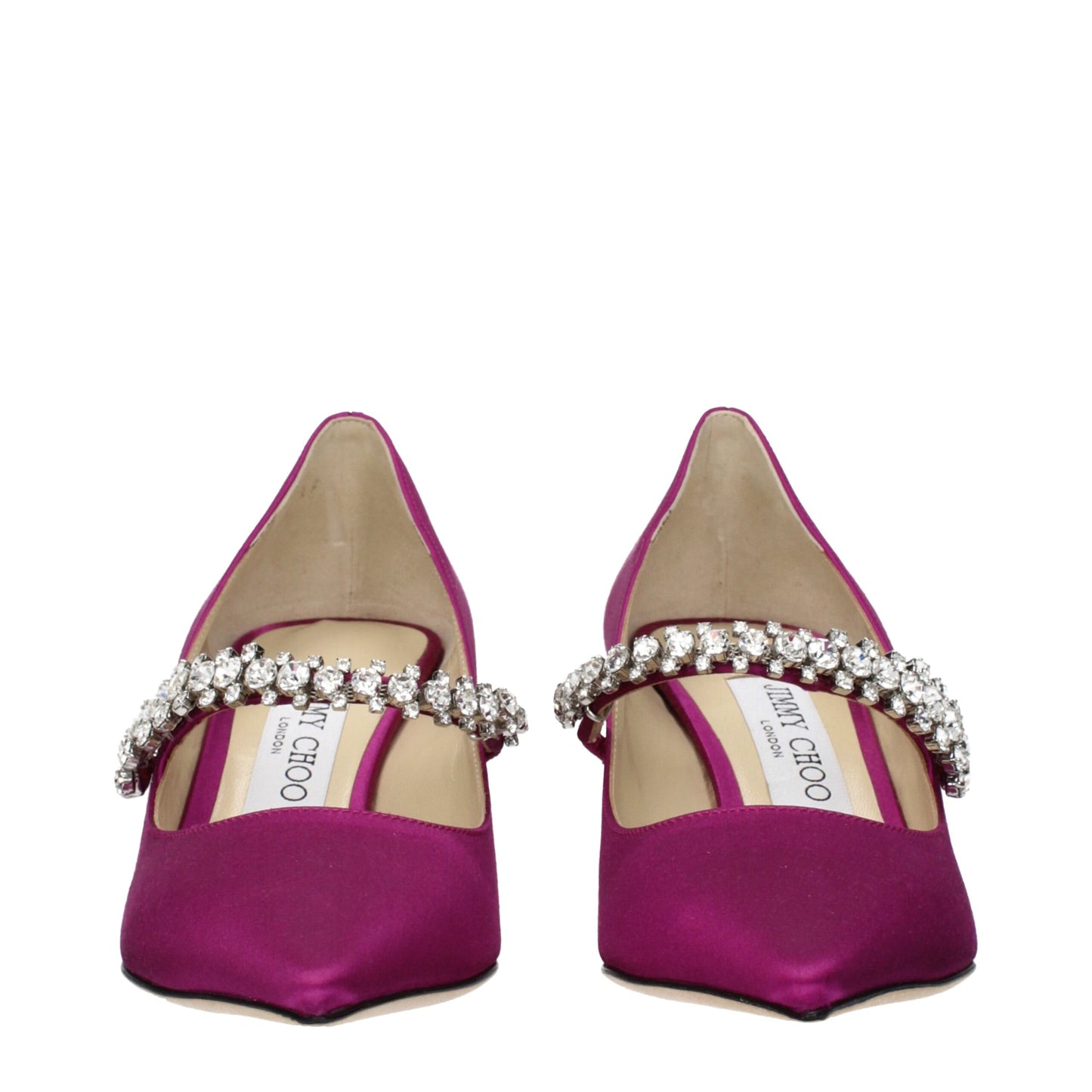 Jimmy Choo – Pumps aus rosa Satin mit mittelhohem Absatz