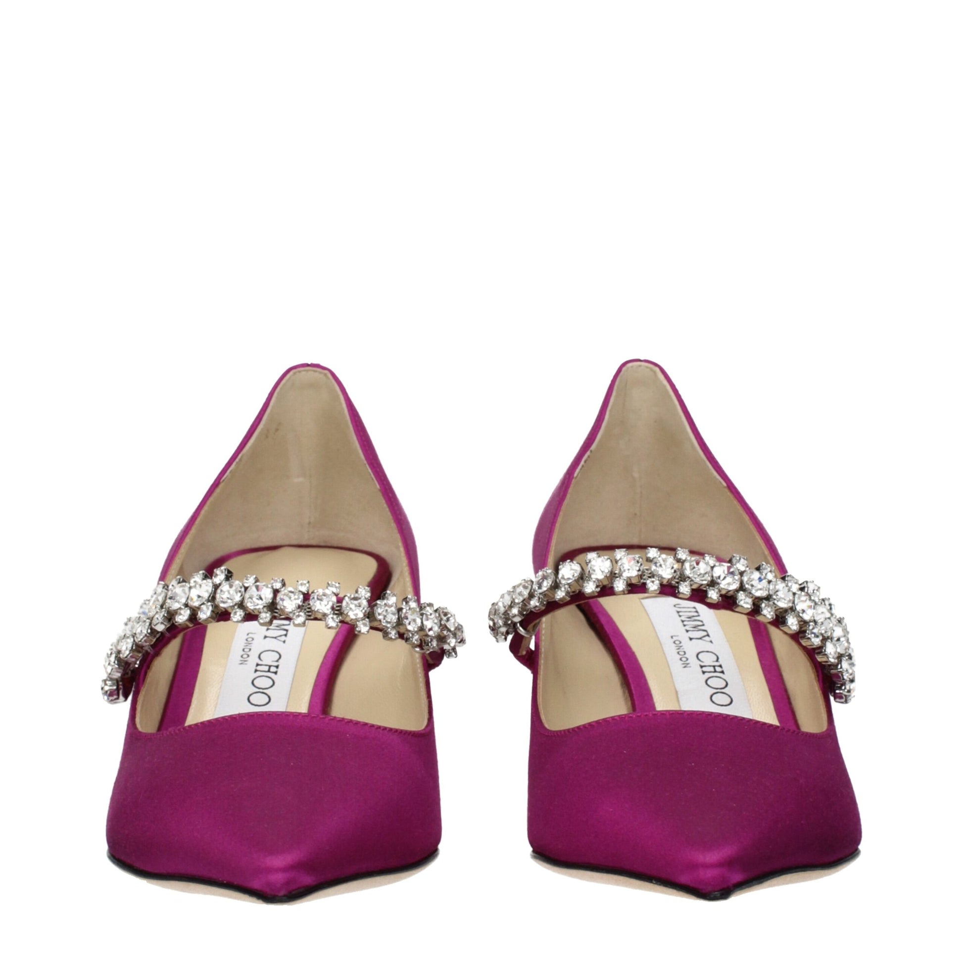 Jimmy Choo – Pumps aus rosa Satin mit mittelhohem Absatz