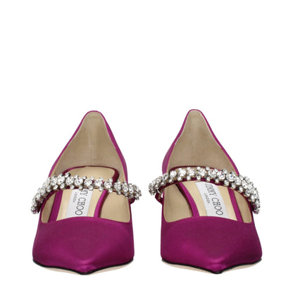 Jimmy Choo – Pumps aus rosa Satin mit mittelhohem Absatz