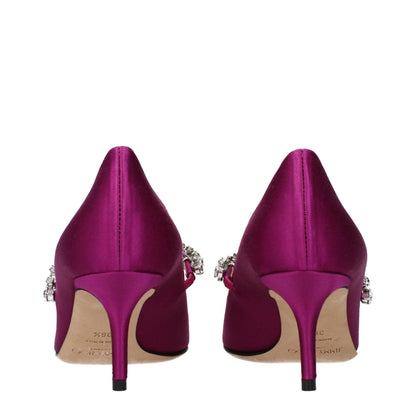 Jimmy Choo – Pumps aus rosa Satin mit mittelhohem Absatz