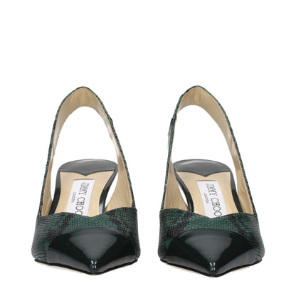 Jimmy Choo Grüne Pumps aus Leder mit hohem Absatz
