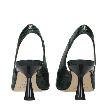 Jimmy Choo Grüne Pumps aus Leder mit hohem Absatz