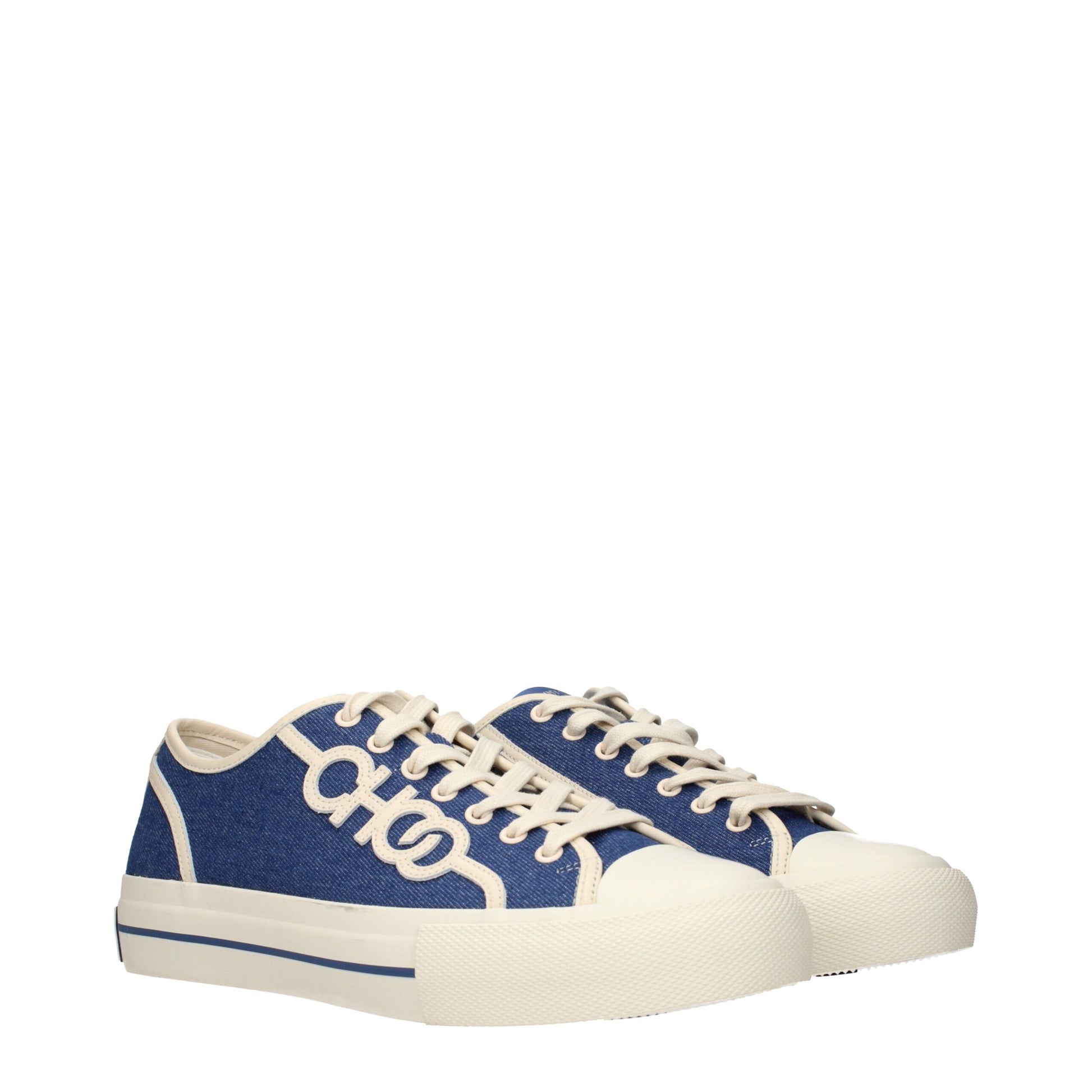 Jimmy Choo Blaue Stoff-Low-Tops