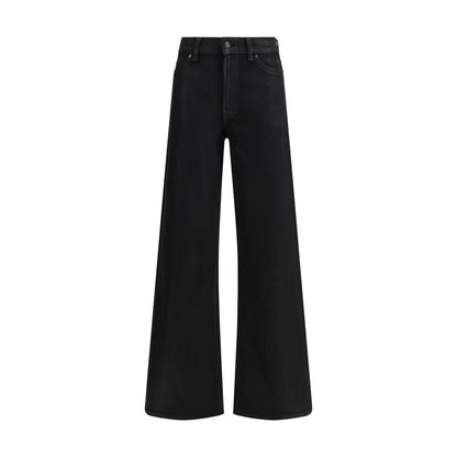 7FOR Black Cotton Flared Jeans
