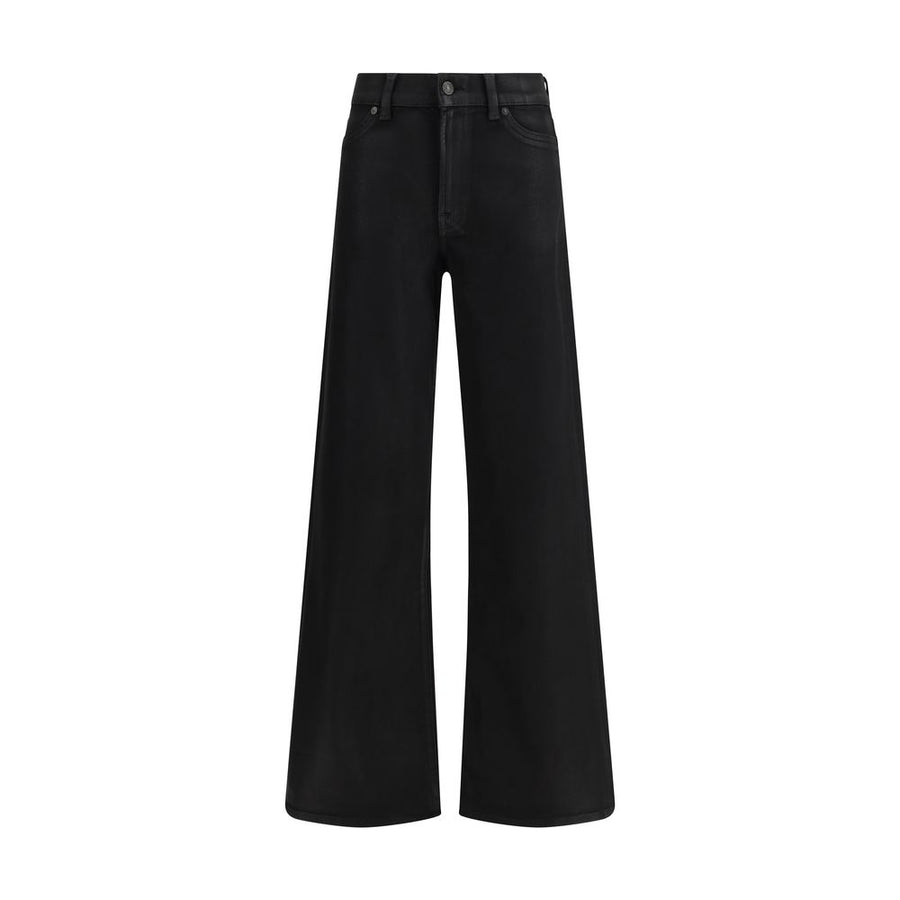 7FOR Black Cotton Flared Jeans
