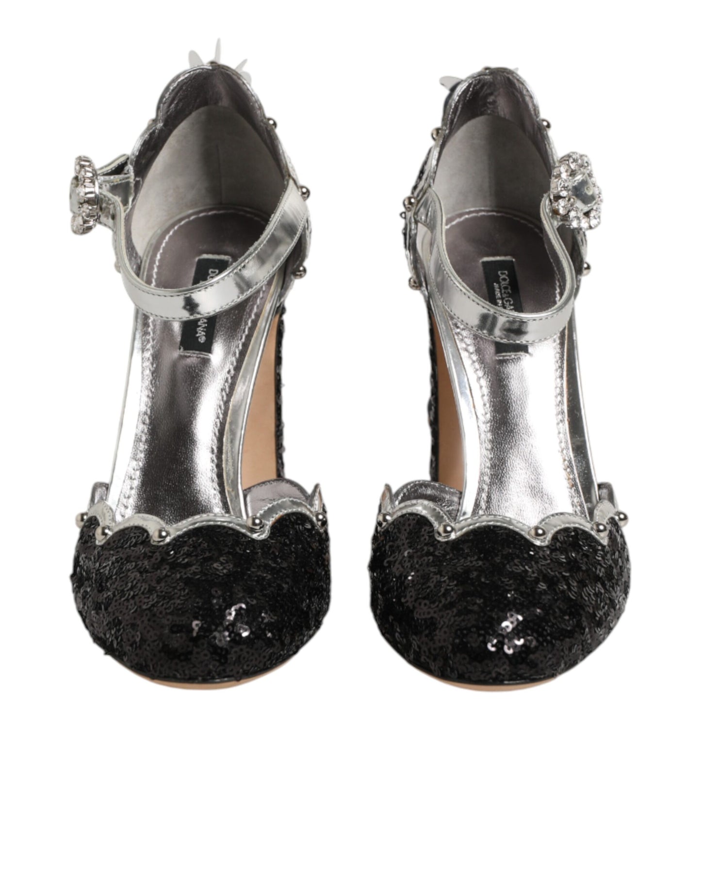 Dolce & Gabbana Black Sequined Ankle Strap Sandals Shoes