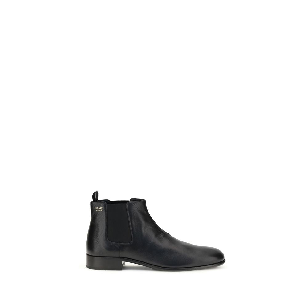 Prada Black Goatskin Ankle Boots