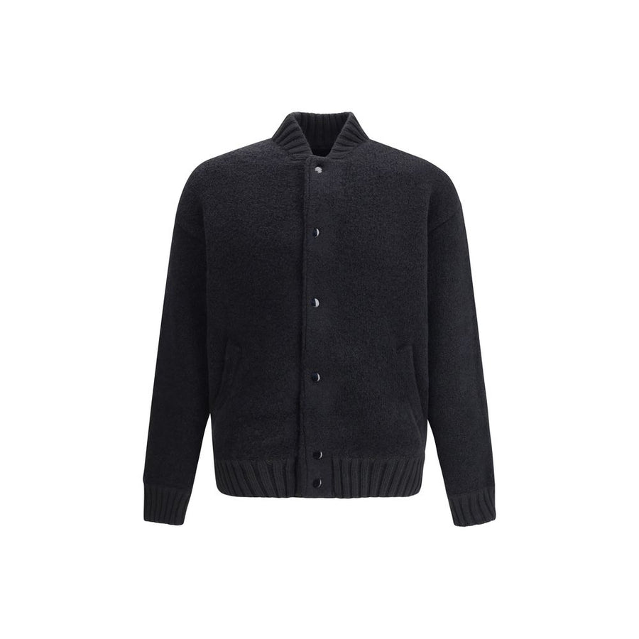 Laneus Black Merino Wool Bomber