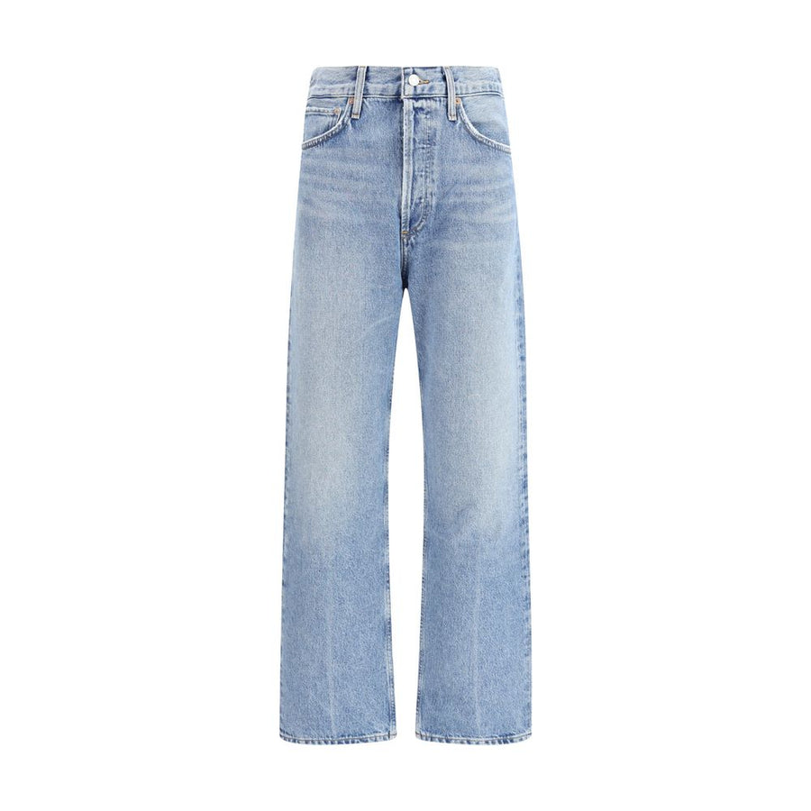 Agolde Light Blue Cotton Relaxed Fit Jeans