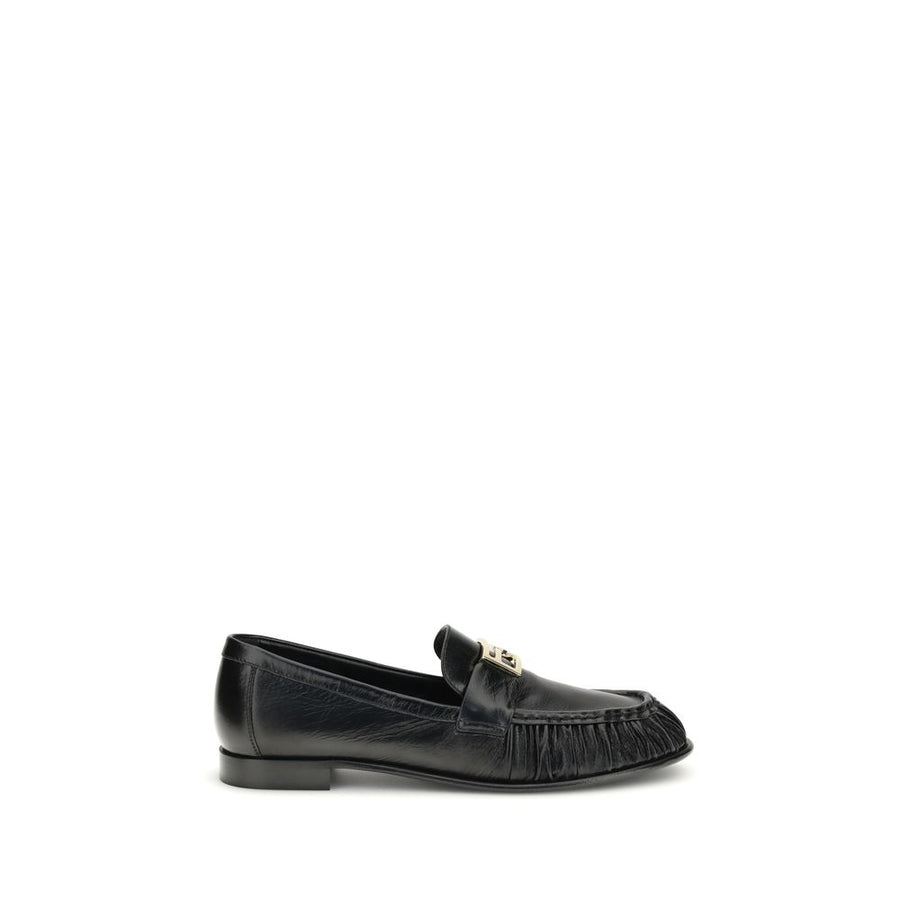 Fendi Black Calf Leather Bos Taurus Slip-On Loafers