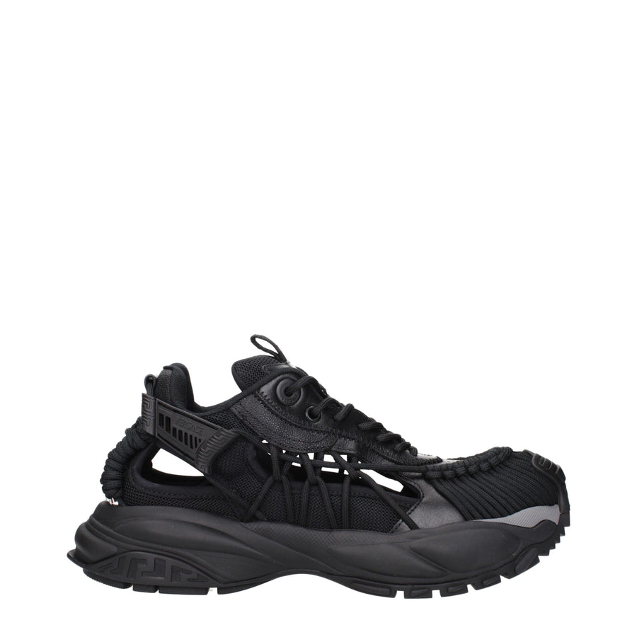 Versace Black Leather Athletic Sneakers