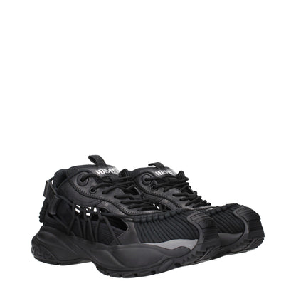 Versace Black Leather Athletic Sneakers