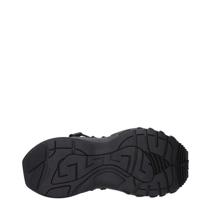 Versace Black Leather Athletic Sneakers