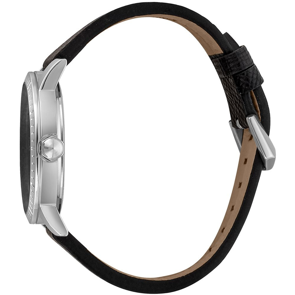 Just Cavalli Black Leather Dress Watch