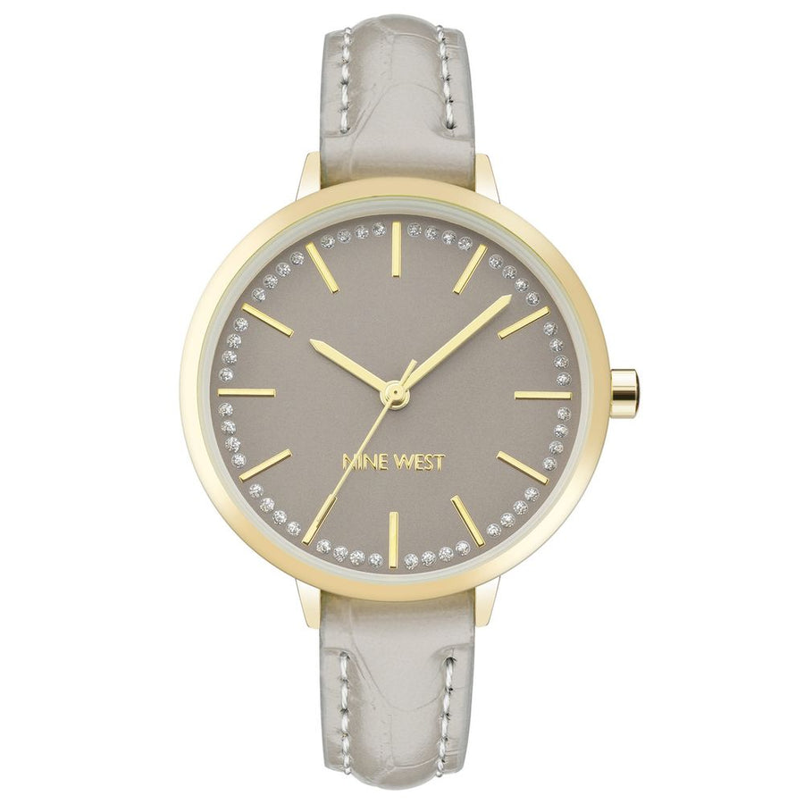 Nine West Gray Leather Dress Watch