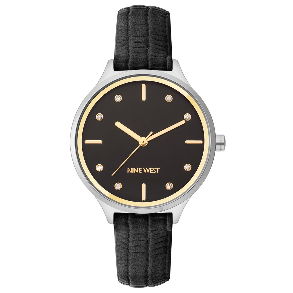 Nine West Black Leather Dress Watch